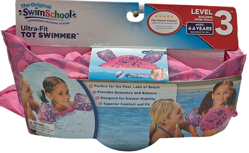 SwimSchool Ultra-Fit Tot Swimmer Float Level 3 Age 4-6 Years Pink 50LBS Max New